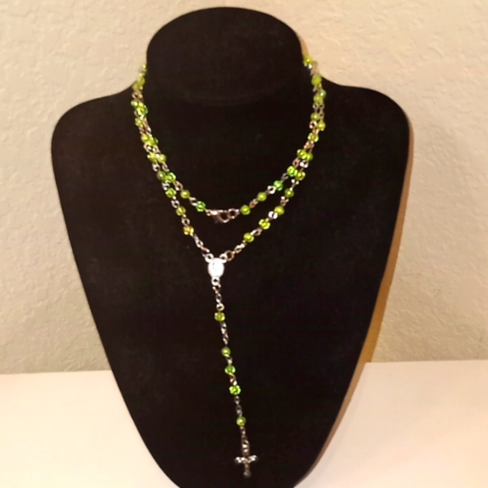 Iridescent Lime Rosary Beads